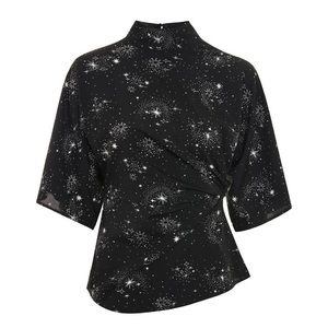 Top Shop Topshop Star Print Origami Tuck Blouse